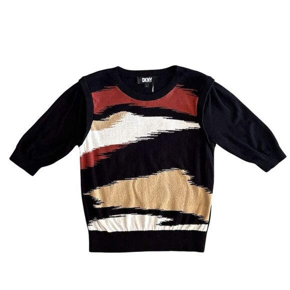 DKNY Women's Multicolor Abstract Crewneck Pullover Sweater Size L - Picture 4 of 7